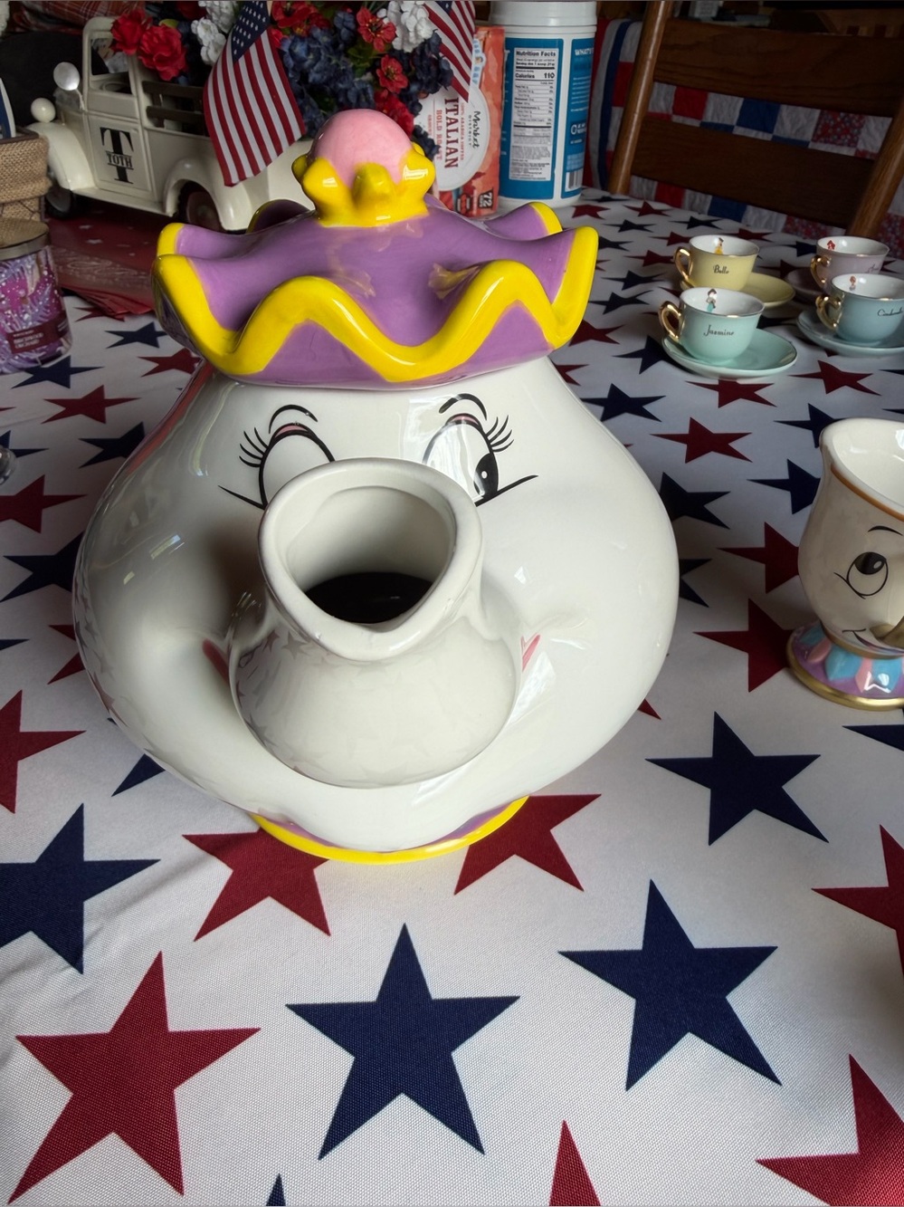 Disney Mrs. Potts Ceramic Teapot and Chip Teacup